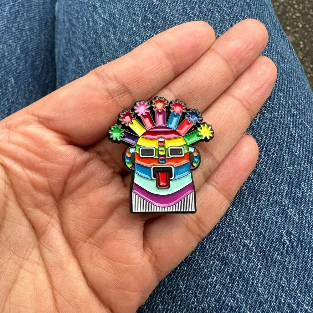🤩Enamel Pin Mask Exotic Aya Incas Ecuador Inti Raymi Multicolor Diablo Huma New - Picture 2 of 7